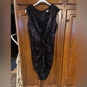 Eva Franco Black Sequin Cocktail Dress, size 8 NWOT